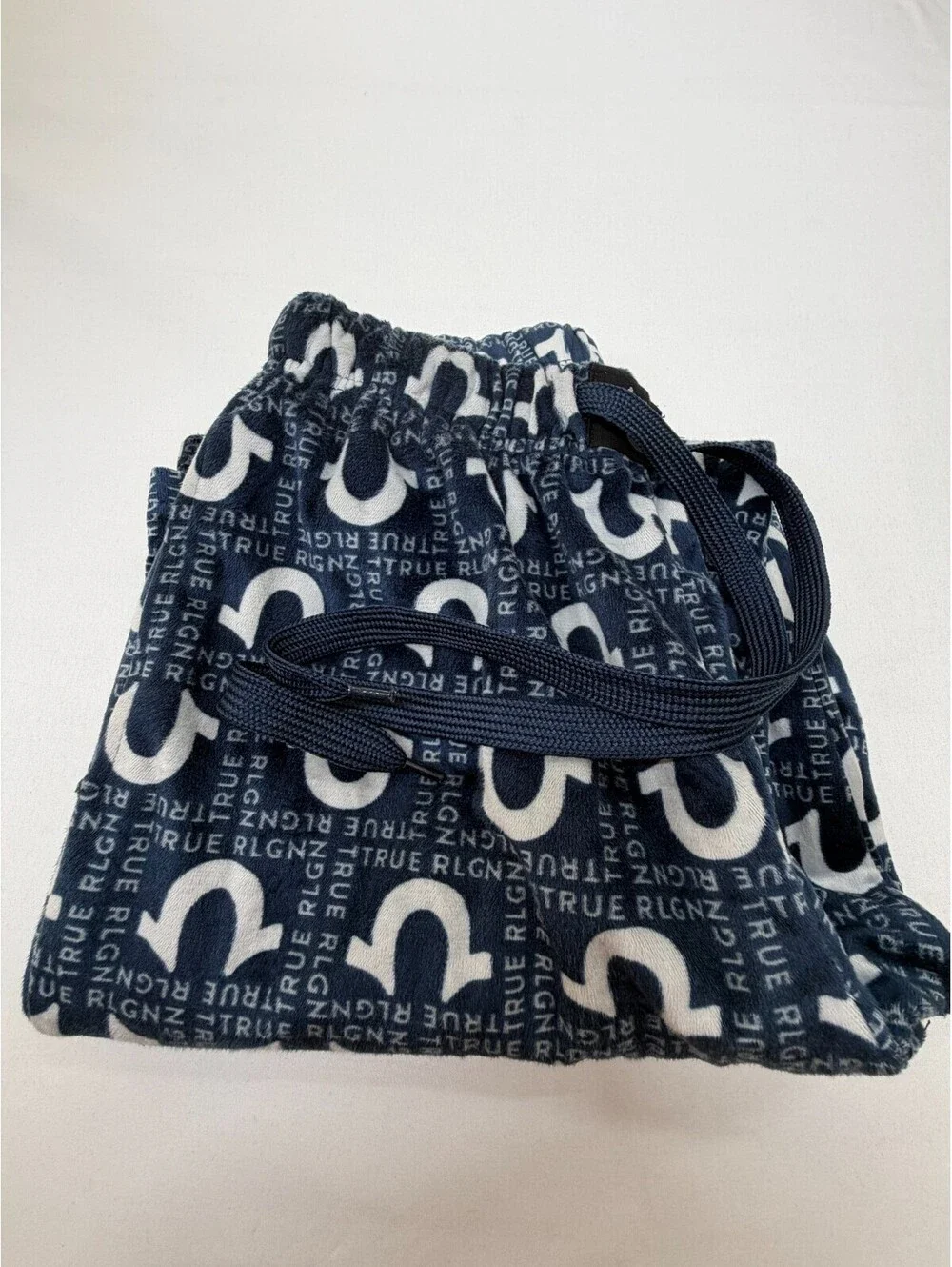 True Religion Men's Pajama Pants Loungewear Drawstring Logo Size S Blue